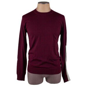 JIL SANDER maroon wool blend sage green strip lightweight sweater